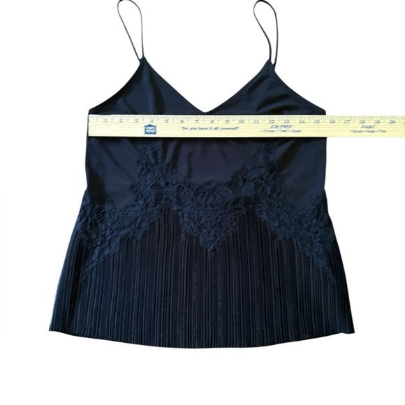 Express Black Satin Pleated Spaghetti Strap Tank Top Size S - Picture 4 of 8